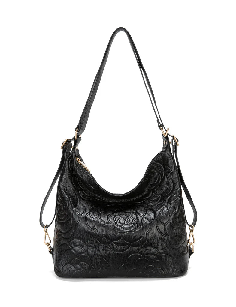 ROSANNA LEATHER CONVERTIBLE BACKPACK - BLACK
