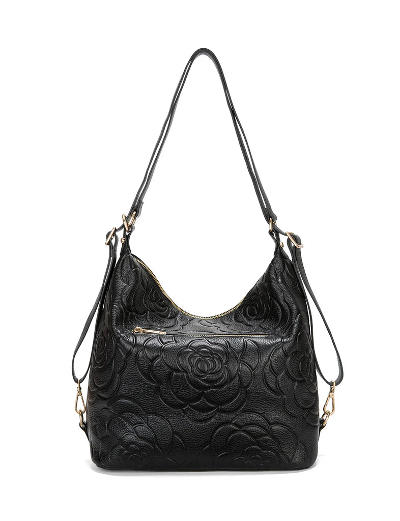 ROSANNA LEATHER CONVERTIBLE BACKPACK - BLACK