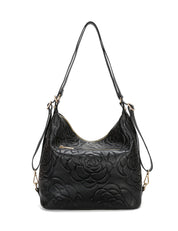 ROSANNA LEATHER CONVERTIBLE BACKPACK - BLACK