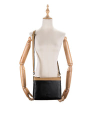 FRANCIS LEATHER XBODY BAG WITH RFID COMPARTMENT - BLACK/TAN