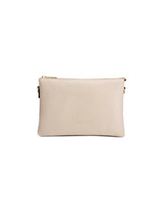 CLEO TRIPLE COMPARTMENT LEATHER X-BODY BAG - IVORY/PUTTY