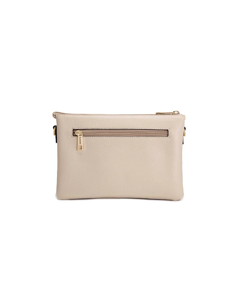 CLEO TRIPLE COMPARTMENT LEATHER X-BODY BAG - IVORY/PUTTY