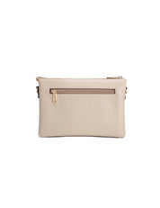 CLEO TRIPLE COMPARTMENT LEATHER X-BODY BAG - IVORY/PUTTY