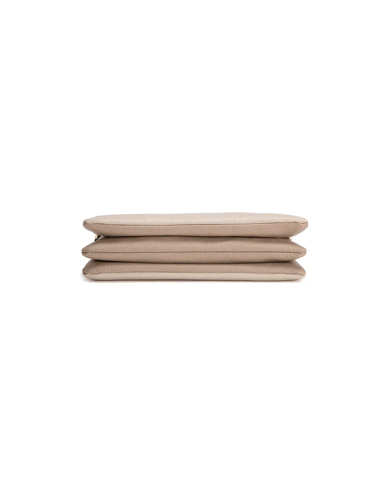 CLEO TRIPLE COMPARTMENT LEATHER X-BODY BAG - IVORY/PUTTY