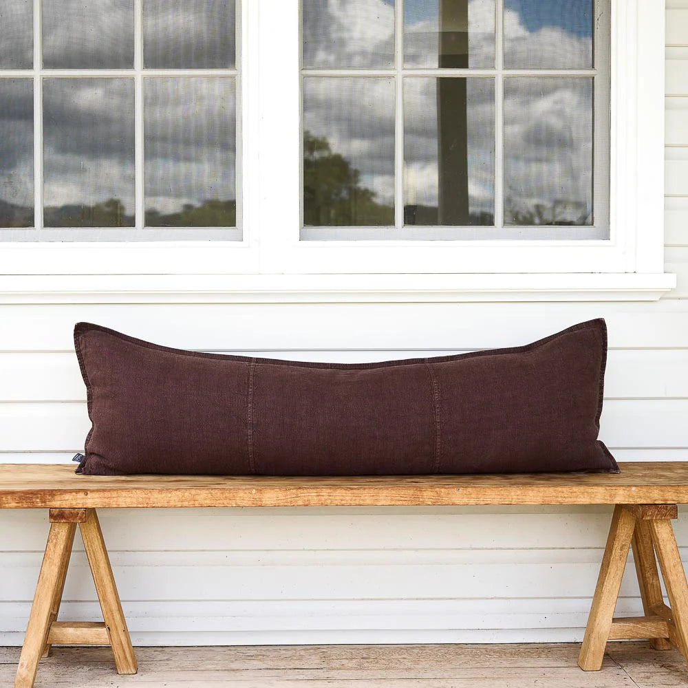 Luca Linen Long Lumbar - Chocolate