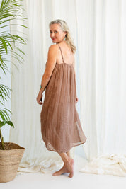 Luxe Linen Midi Dress - Clay