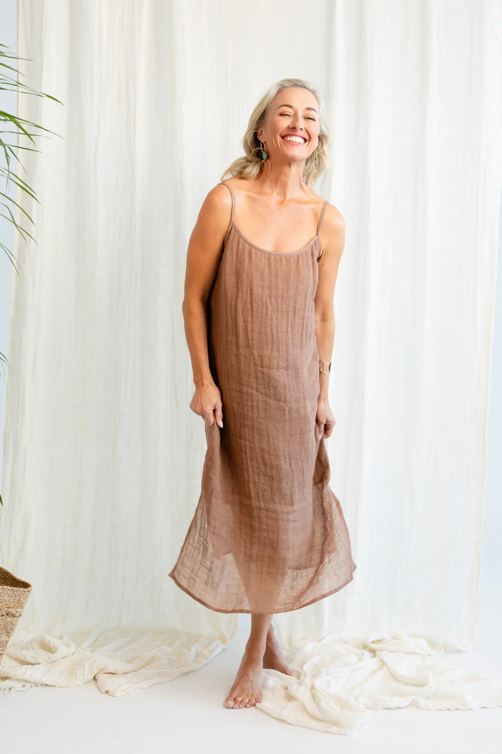 Luxe Linen Midi Dress - Clay