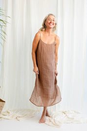 Luxe Linen Midi Dress - Clay