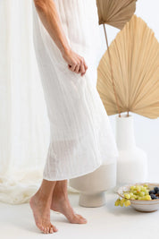 Luxe Linen Midi Dress - Off White