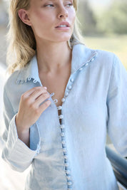 Alexa Linen Blouse - Soft Blue
