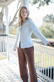 Alexa Linen Blouse - Soft Blue