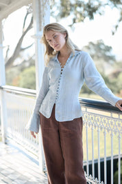 Alexa Linen Blouse - Soft Blue