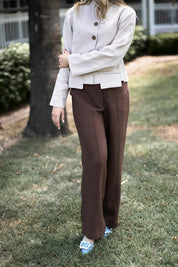 Tailored Linen Pants - Chocolate