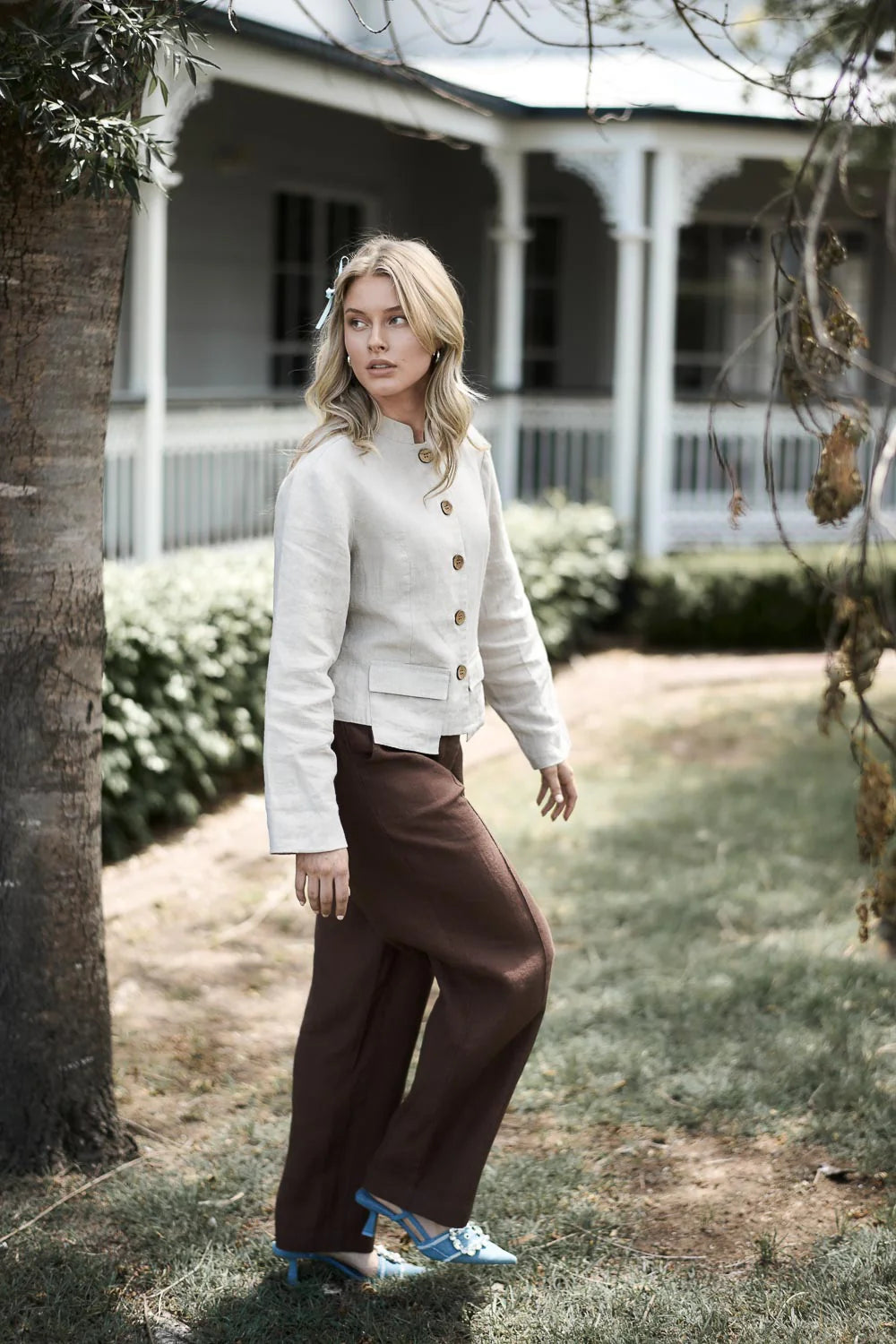Tailored Linen Pants - Chocolate