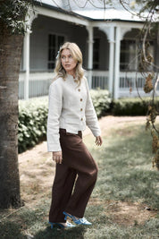 Tailored Linen Pants - Chocolate