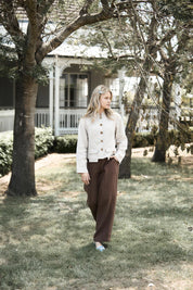 Tailored Linen Pants - Chocolate