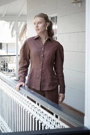 Copenhagen Linen Blouse - Chocolate