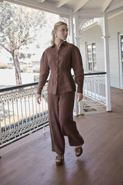 Copenhagen Linen Blouse - Chocolate