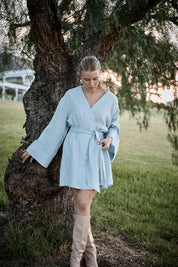 Frida Linen Dress - Soft Blue