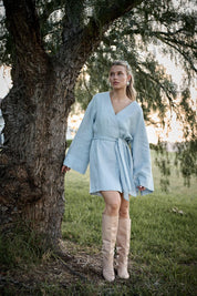 Frida Linen Dress - Soft Blue
