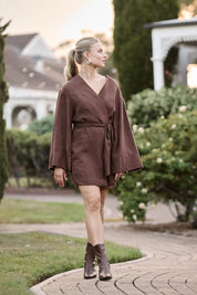 Frida Linen Dress - Chocolate