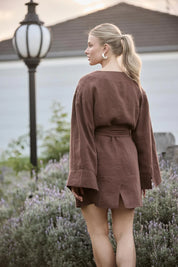 Frida Linen Dress - Chocolate