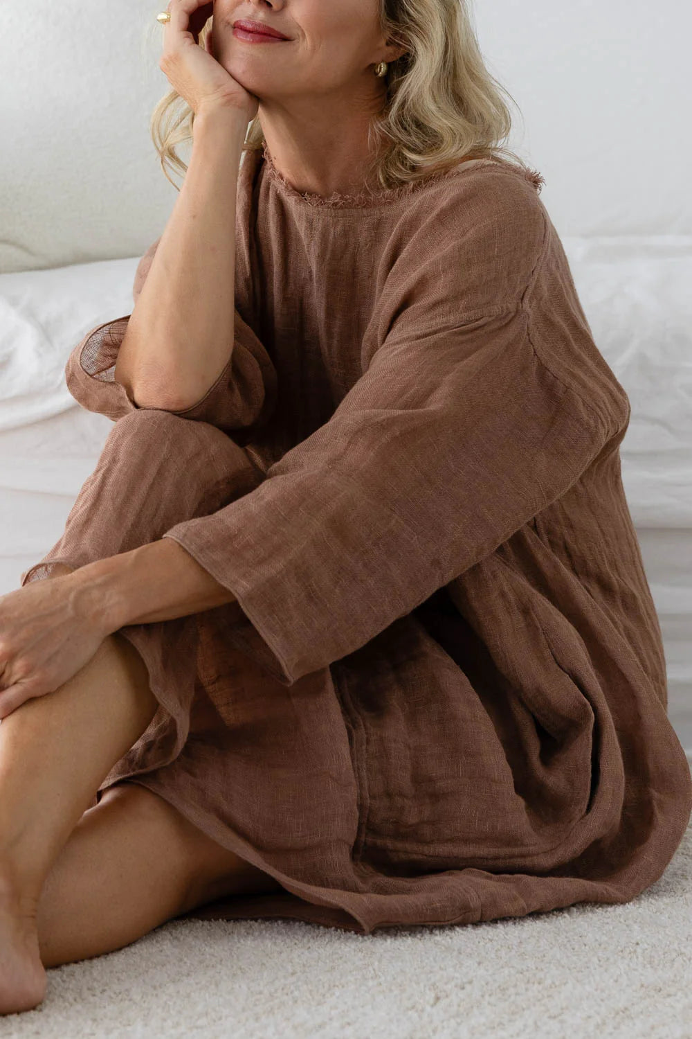 Luxe Malle Linen Dress - Clay