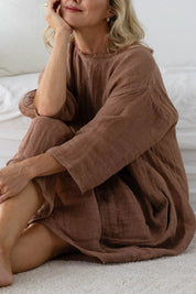 Luxe Malle Linen Dress - Clay
