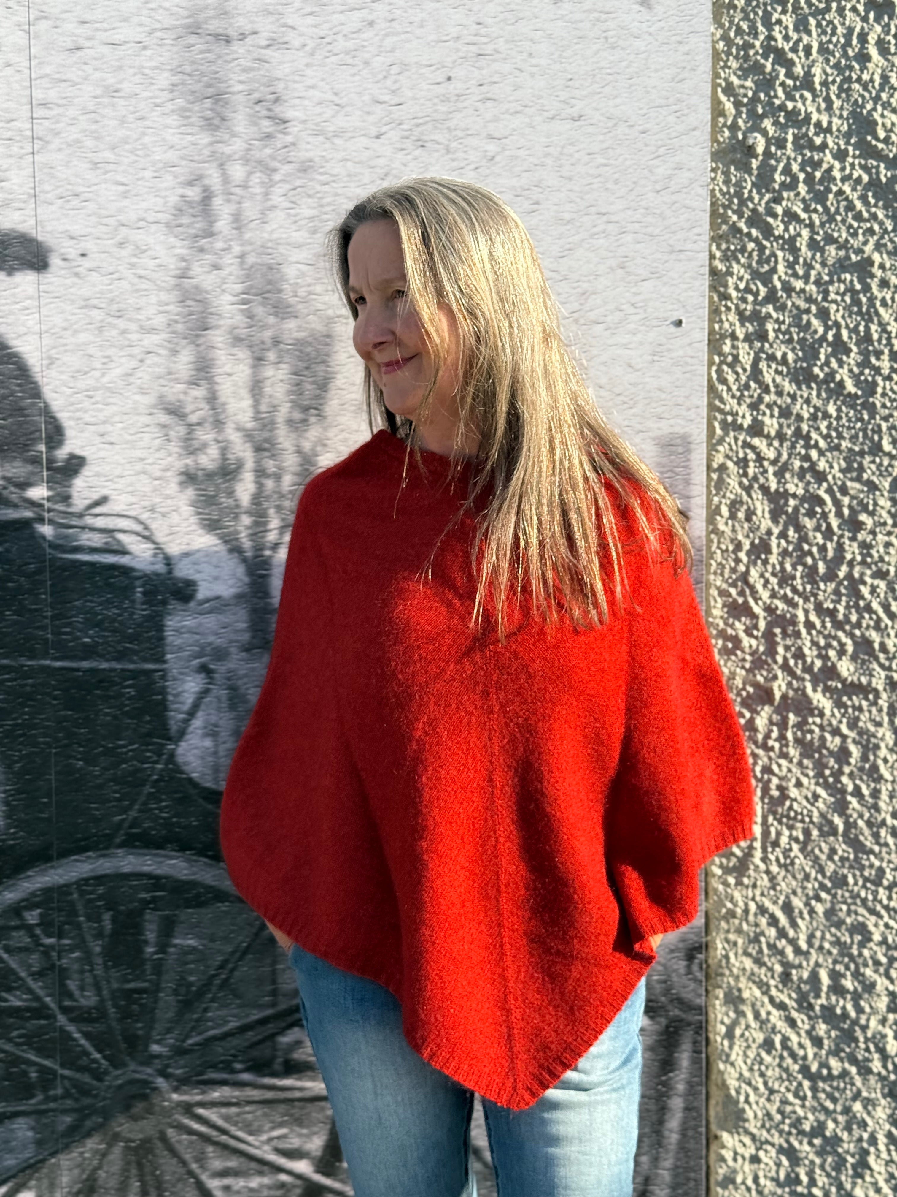 Possum/Merino Poncho - Pumpkin