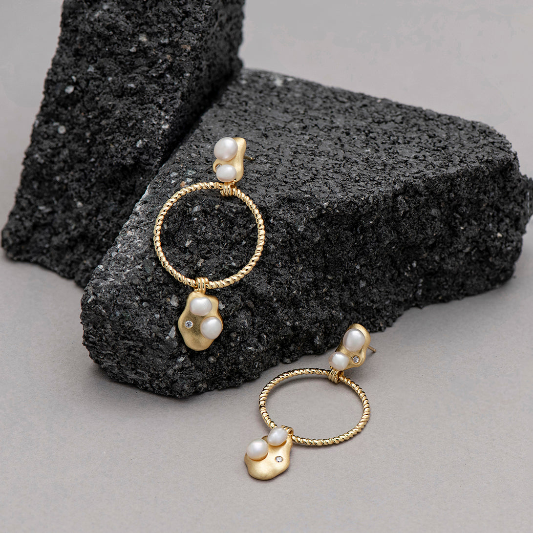 Bubble Ring Earrings - Gold