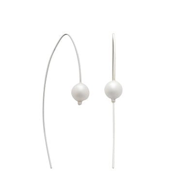 Round Pearl Open Earrings - Silver