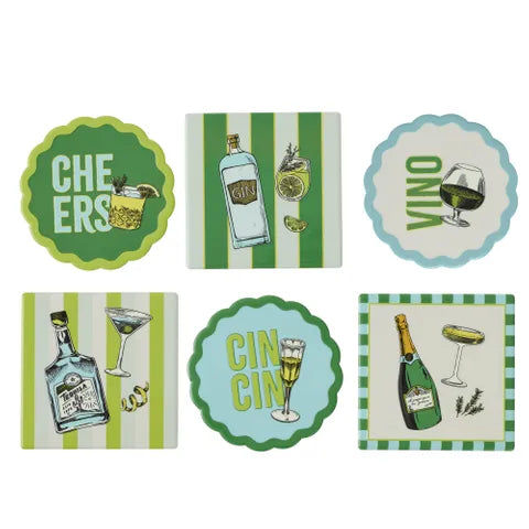Gimlet Ceramic Coaster Set of 6
