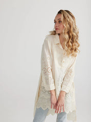 Gwendolyn Long Lace Shirt - Cream