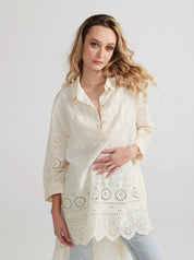Gwendolyn Long Lace Shirt - Cream