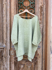 Olbia Top - Chambray Green Linen
