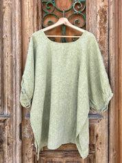 Olbia Top - Chambray Green Linen