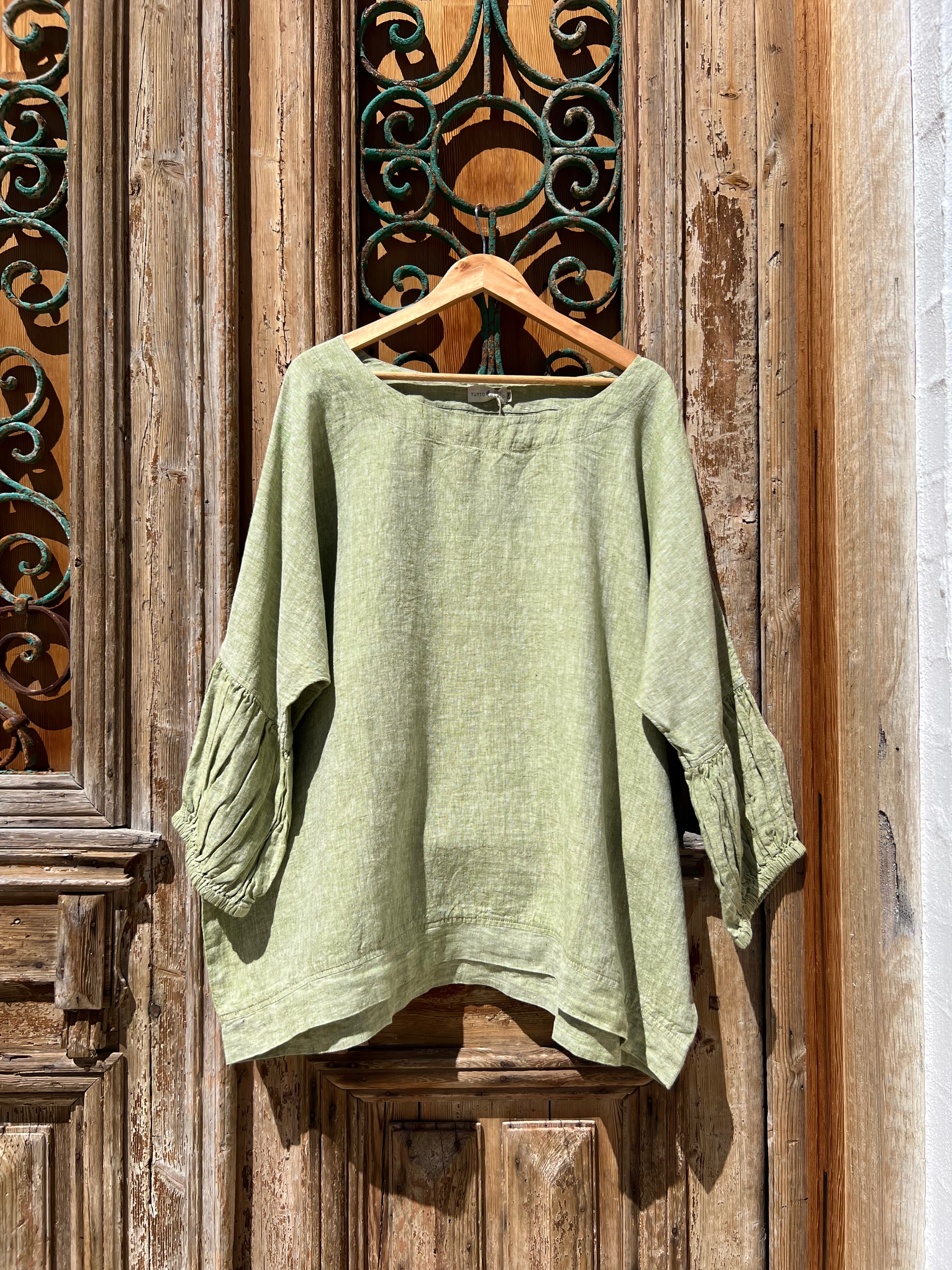 Ottana Top - Chambray Green Linen PS