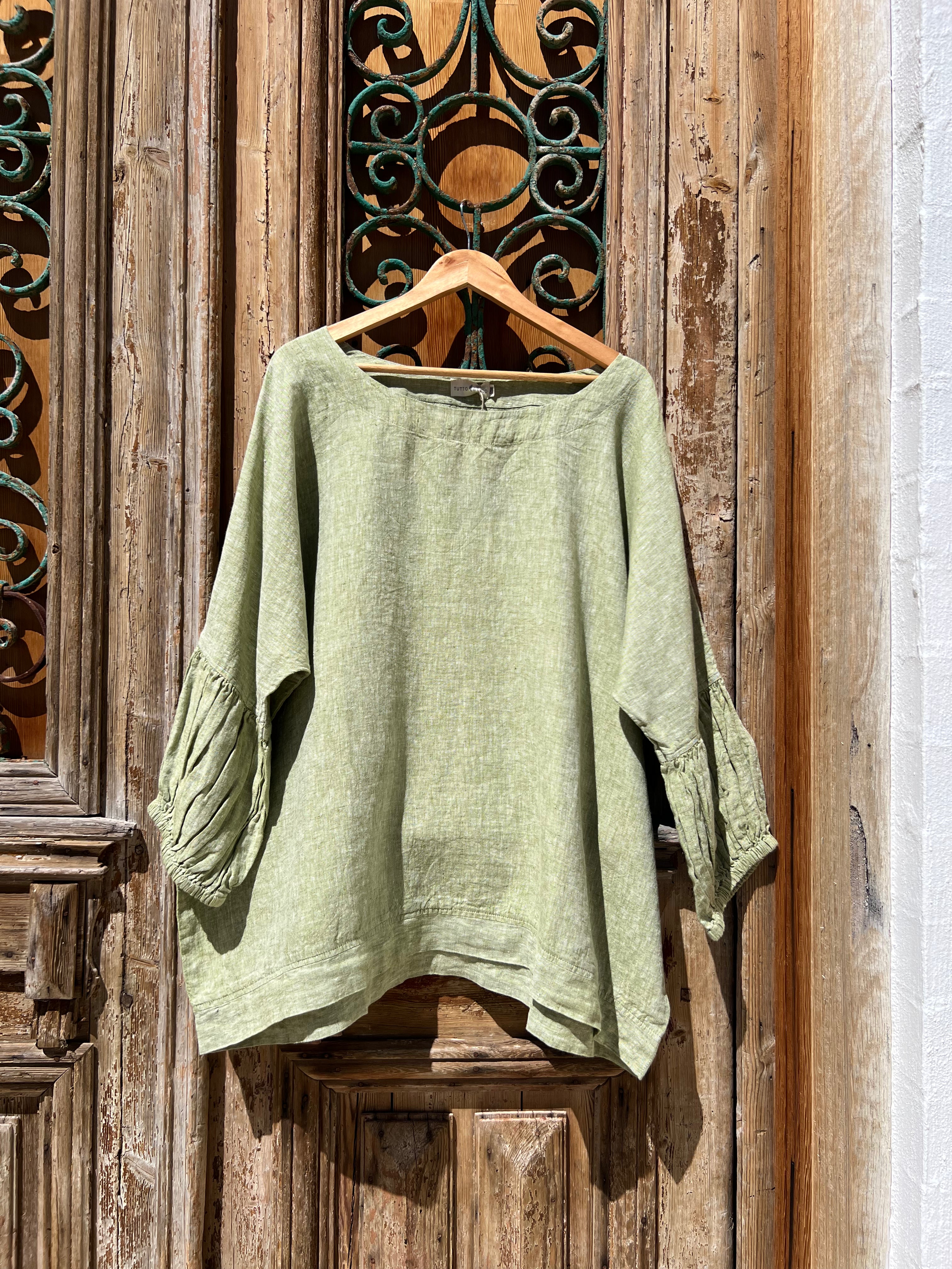 Ottana Top - Chambray Green Linen PS