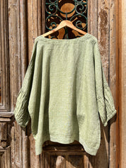 Ottana Top - Chambray Green Linen PS