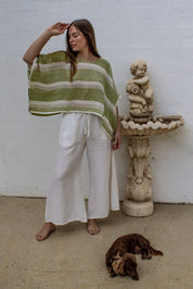 Anela Top - Green Natural White Mesh