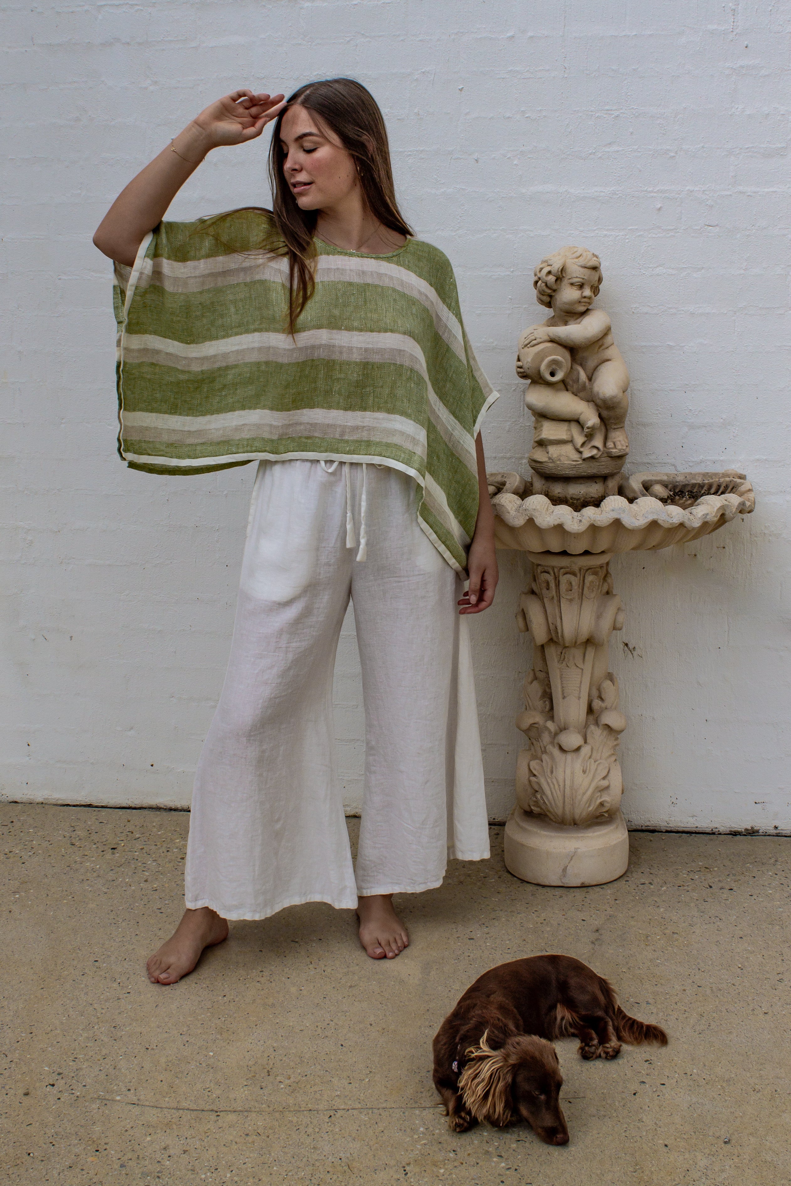 Anela Top - Green Natural White Mesh