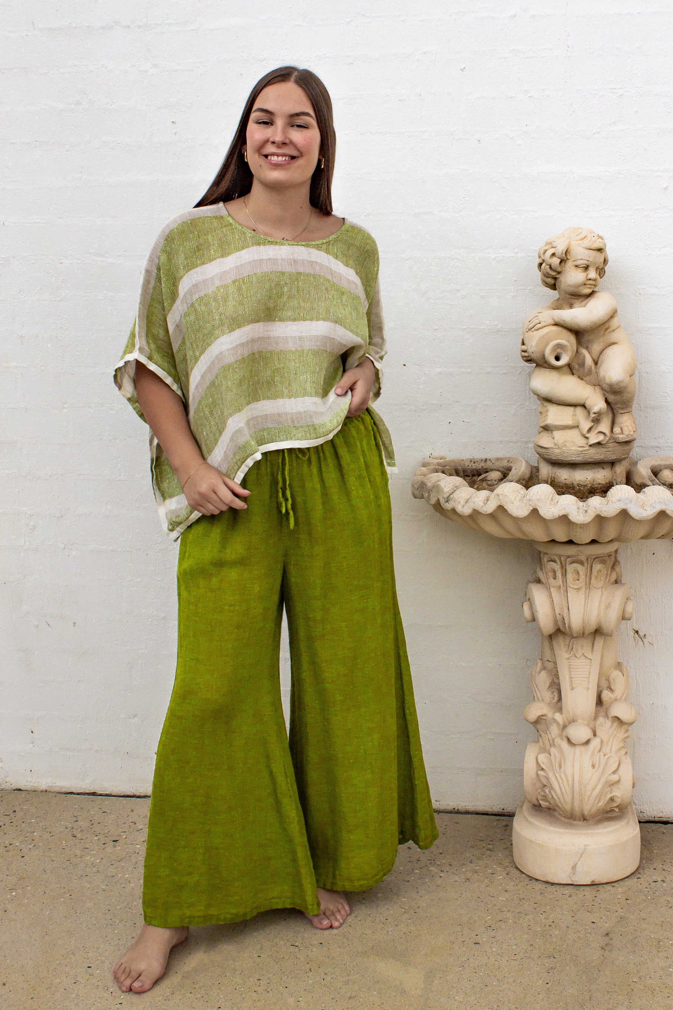 Anela Top - Green Natural White Mesh