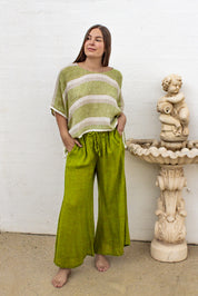 Anela Top - Green Natural White Mesh