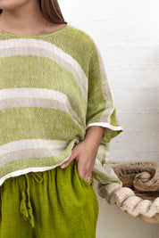 Anela Top - Green Natural White Mesh