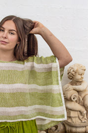 Anela Top - Green Natural White Mesh