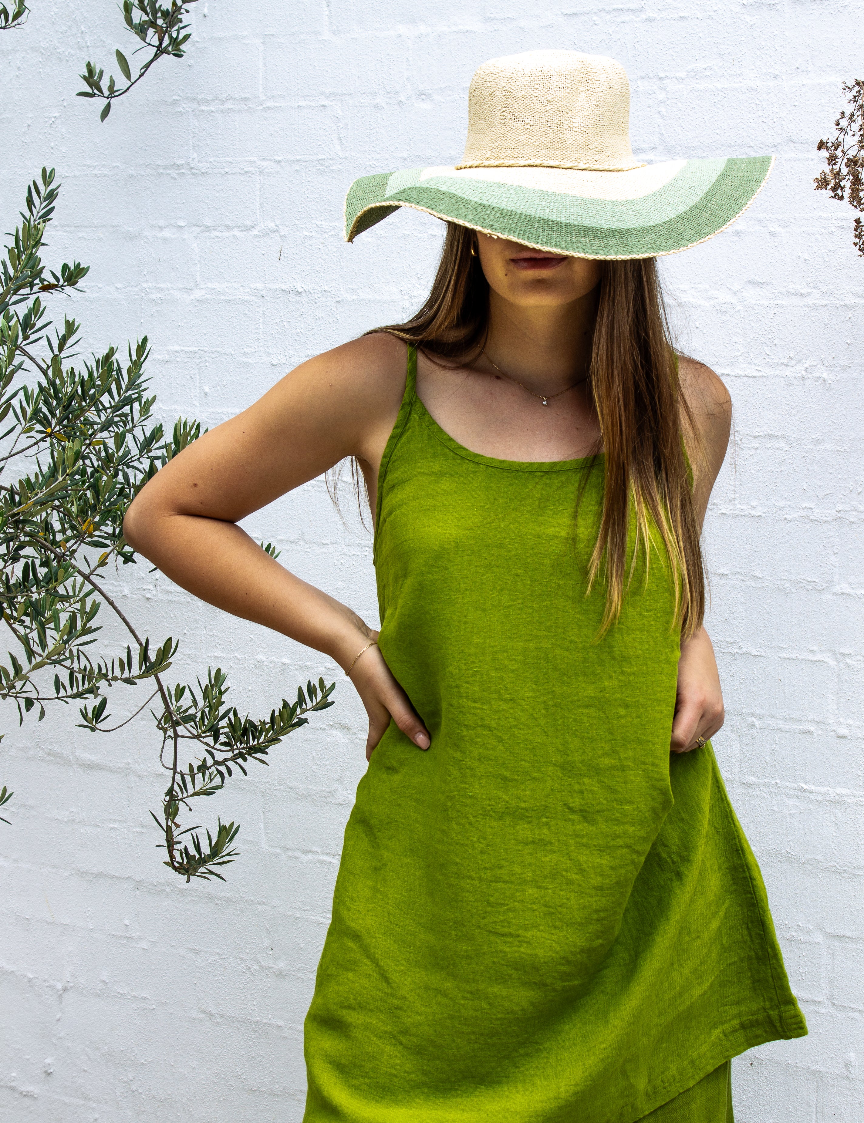 Posada Slip Dress - Moss Green Linen Tutto Bello Posada Slip Dress - Moss Green Linen Tutto Bello