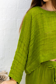 Monti Top - Moss Green Spaced Heavy Mesh
