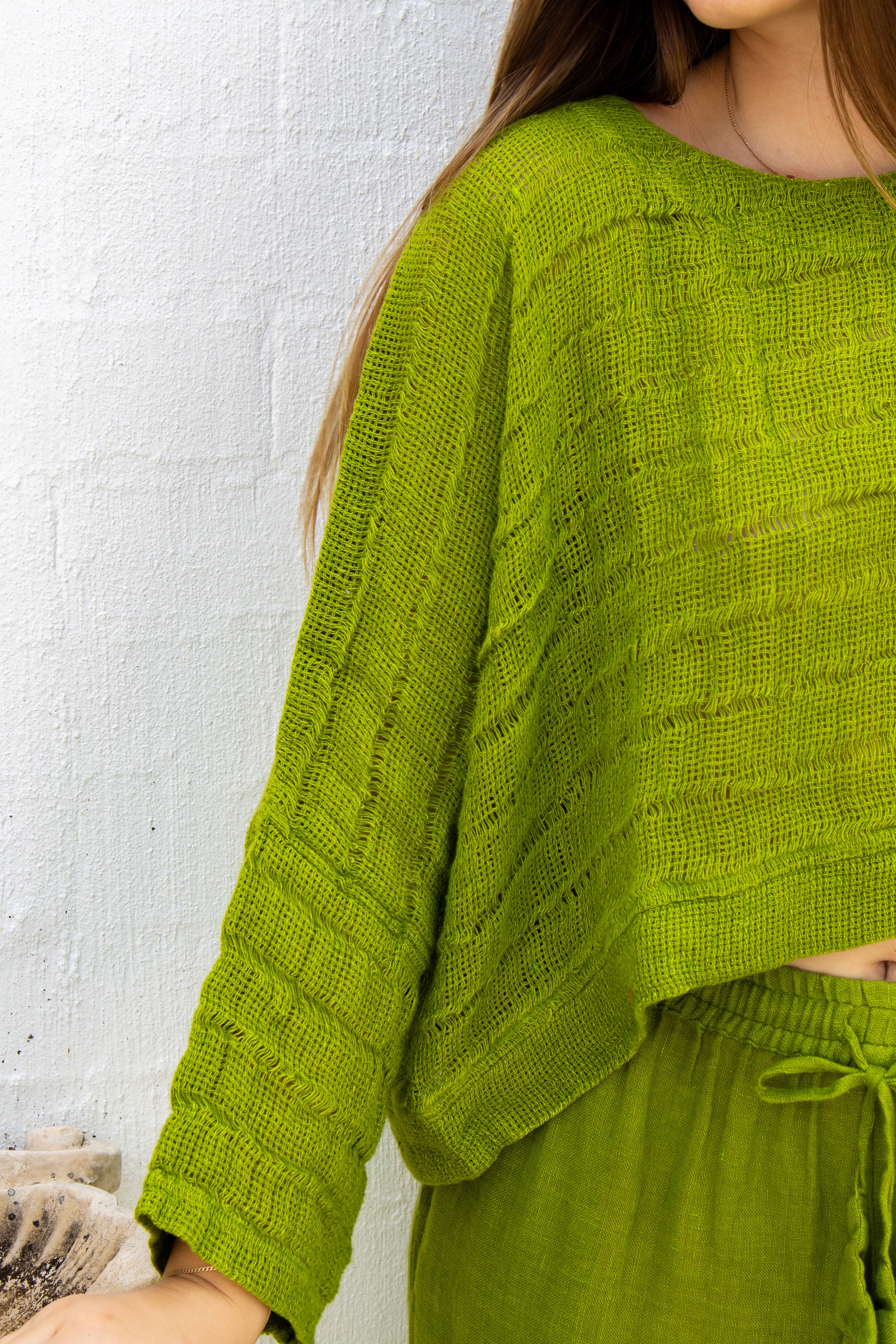 Monti Top - Moss Green Spaced Heavy Mesh