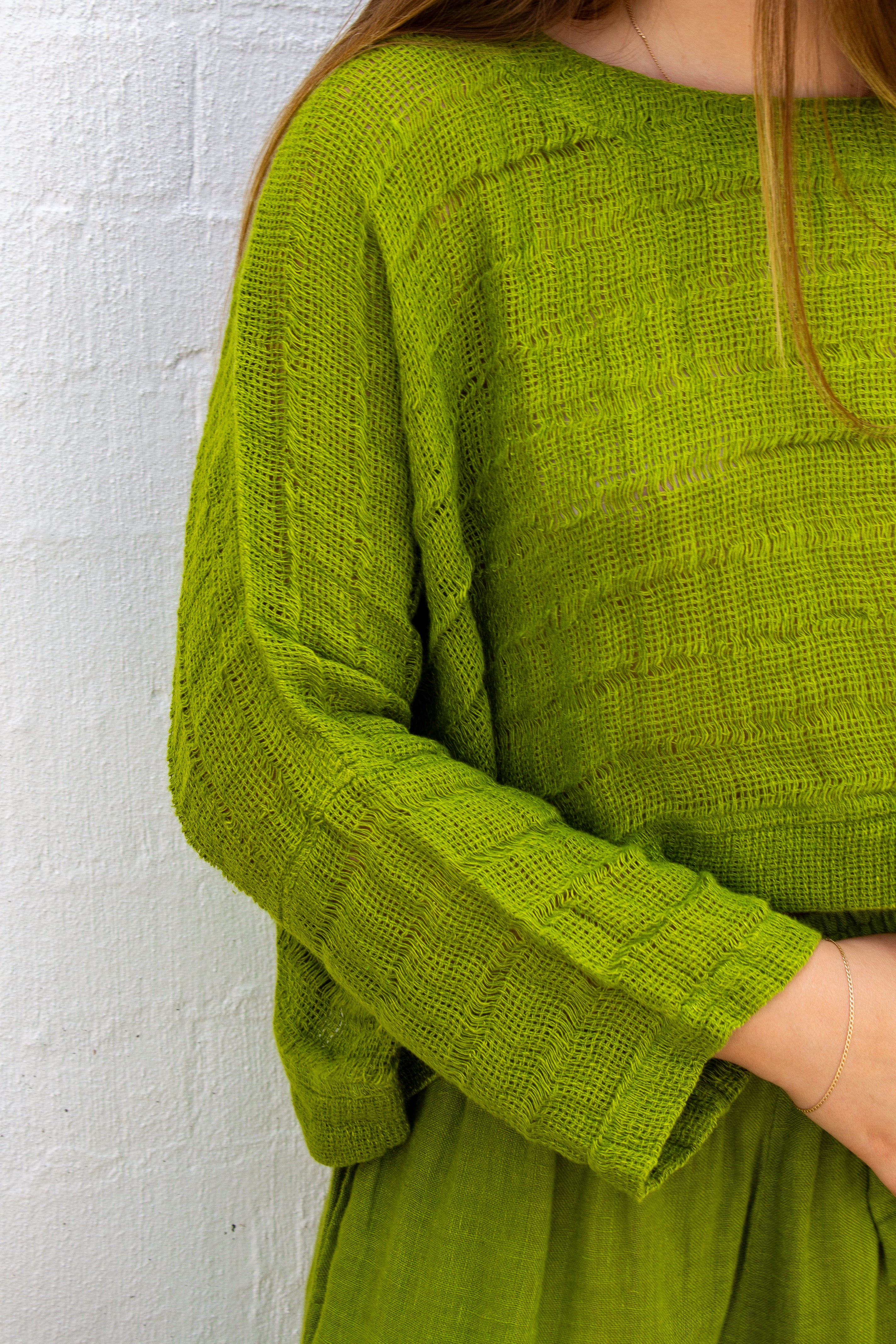 Monti Top - Moss Green Spaced Heavy Mesh