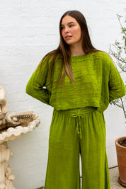 Monti Top - Moss Green Spaced Heavy Mesh